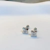 Pure silver stud earrings, silver diamond-encrusted four-leaf clover stud earrings details Picture